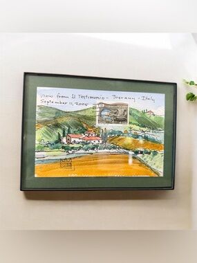 Benita Giller Tuscany Italy Watercolor Framed Il Testimonio 2005